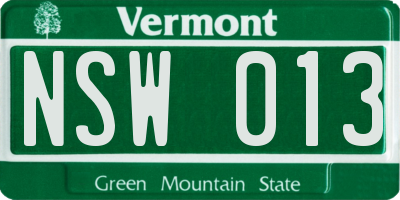VT license plate NSW013