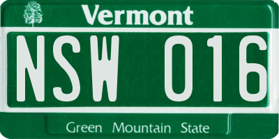 VT license plate NSW016