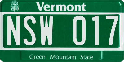 VT license plate NSW017