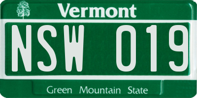 VT license plate NSW019