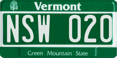 VT license plate NSW020