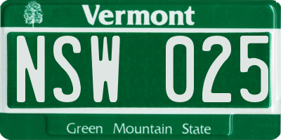 VT license plate NSW025