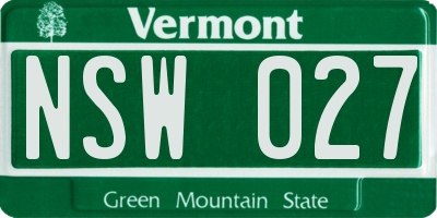 VT license plate NSW027