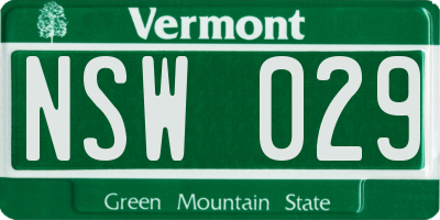 VT license plate NSW029