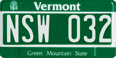 VT license plate NSW032