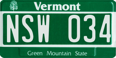 VT license plate NSW034