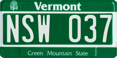 VT license plate NSW037