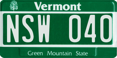 VT license plate NSW040