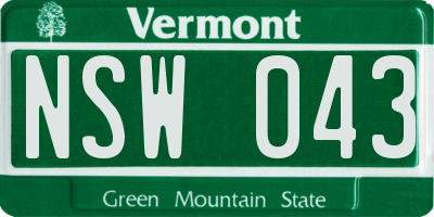 VT license plate NSW043