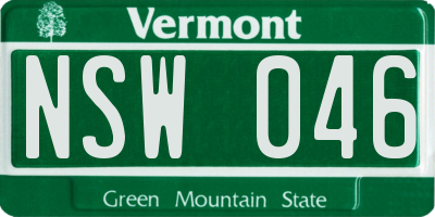 VT license plate NSW046