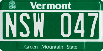 VT license plate NSW047