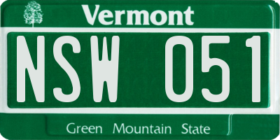 VT license plate NSW051