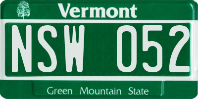 VT license plate NSW052