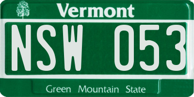 VT license plate NSW053