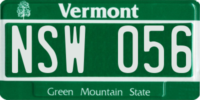 VT license plate NSW056