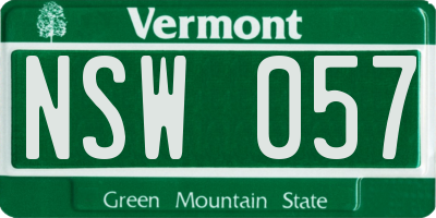 VT license plate NSW057
