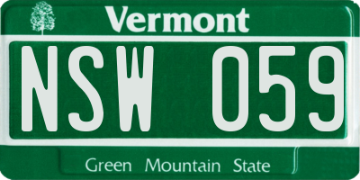 VT license plate NSW059