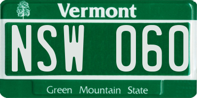 VT license plate NSW060
