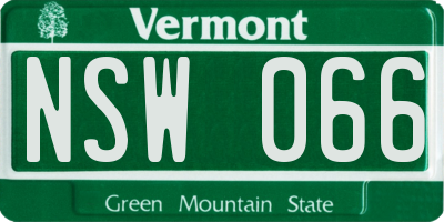 VT license plate NSW066