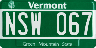 VT license plate NSW067