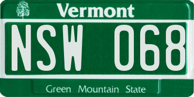 VT license plate NSW068