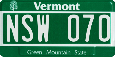 VT license plate NSW070
