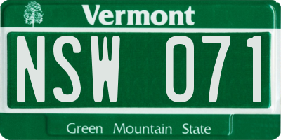 VT license plate NSW071