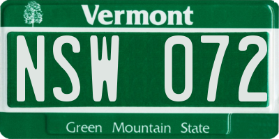 VT license plate NSW072