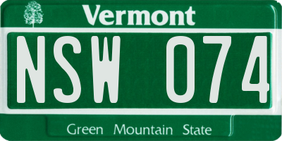 VT license plate NSW074