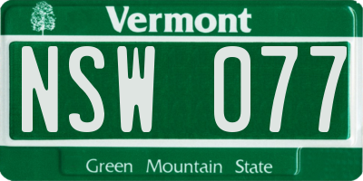 VT license plate NSW077