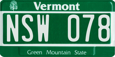 VT license plate NSW078