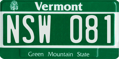 VT license plate NSW081