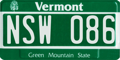 VT license plate NSW086