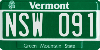 VT license plate NSW091