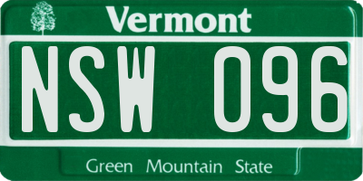 VT license plate NSW096