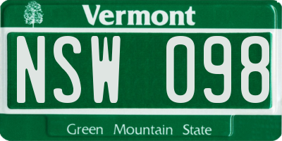 VT license plate NSW098