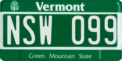 VT license plate NSW099
