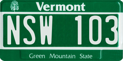 VT license plate NSW103