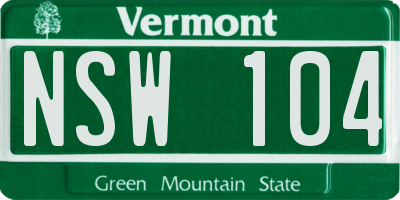 VT license plate NSW104