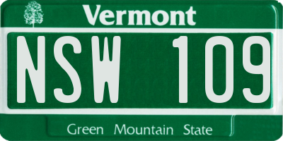 VT license plate NSW109