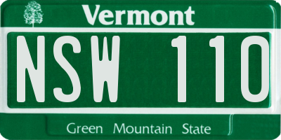 VT license plate NSW110