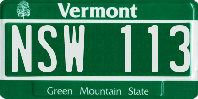 VT license plate NSW113