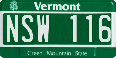 VT license plate NSW116