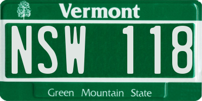 VT license plate NSW118