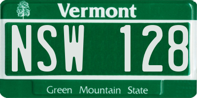 VT license plate NSW128