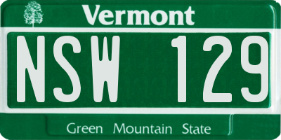 VT license plate NSW129