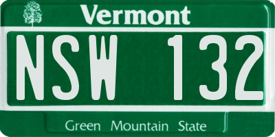 VT license plate NSW132