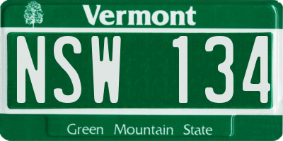 VT license plate NSW134