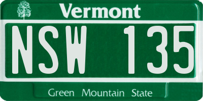 VT license plate NSW135