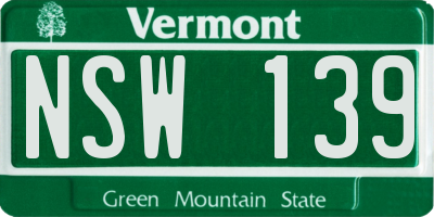 VT license plate NSW139